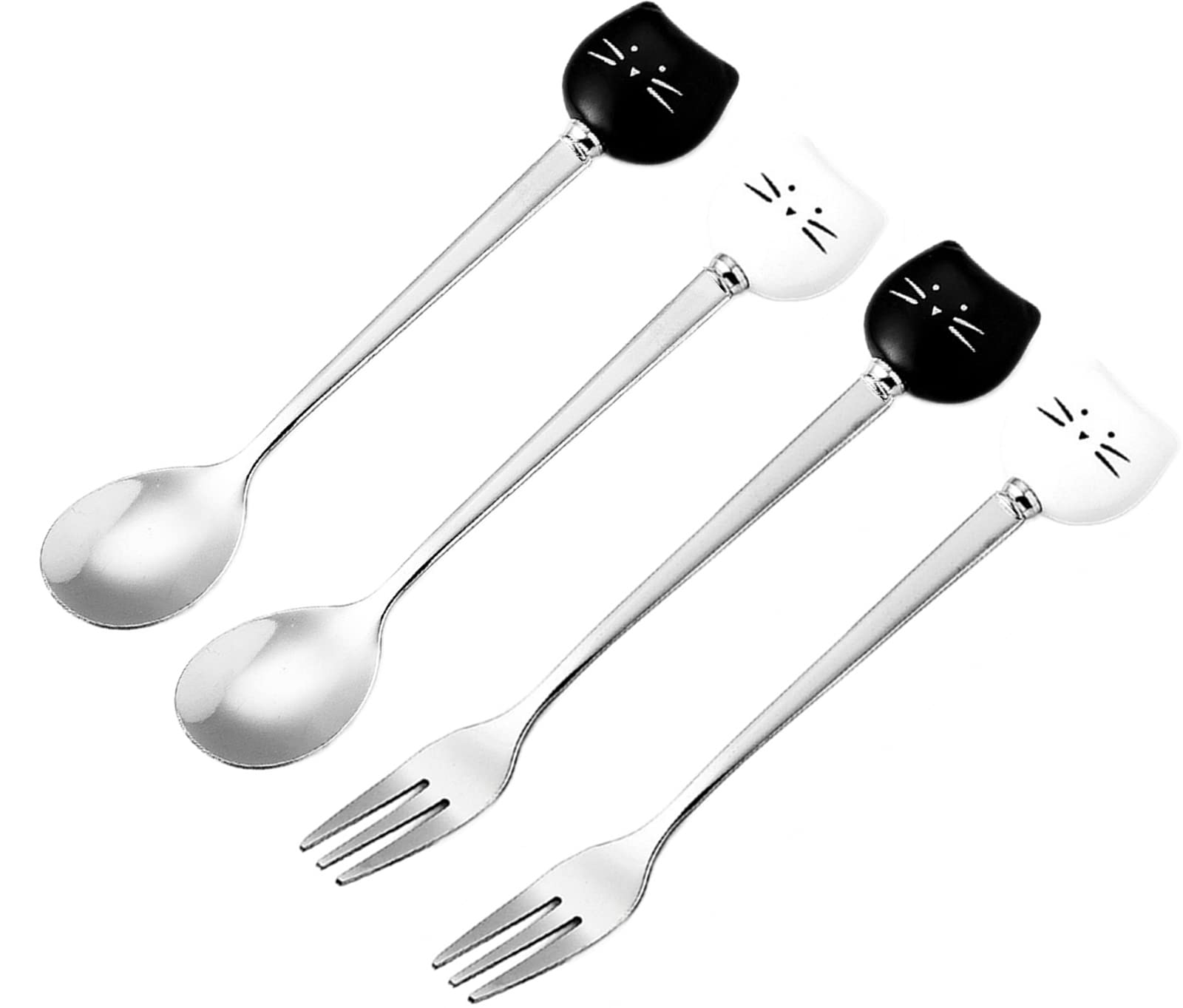 Amazon.com: Cute Cat Coffee Spoon and Fork Set, Ceramic Stainless
